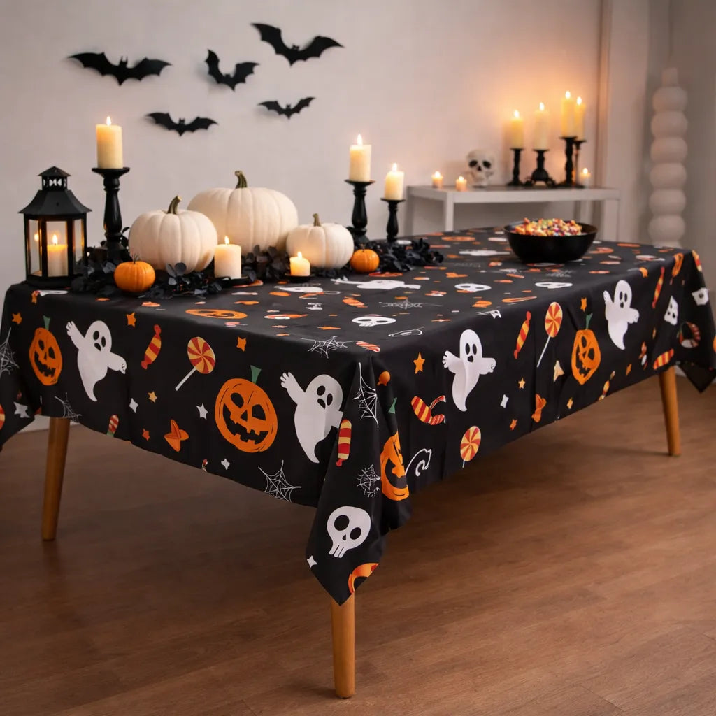 Nappe Halloween Noire Citrouilles