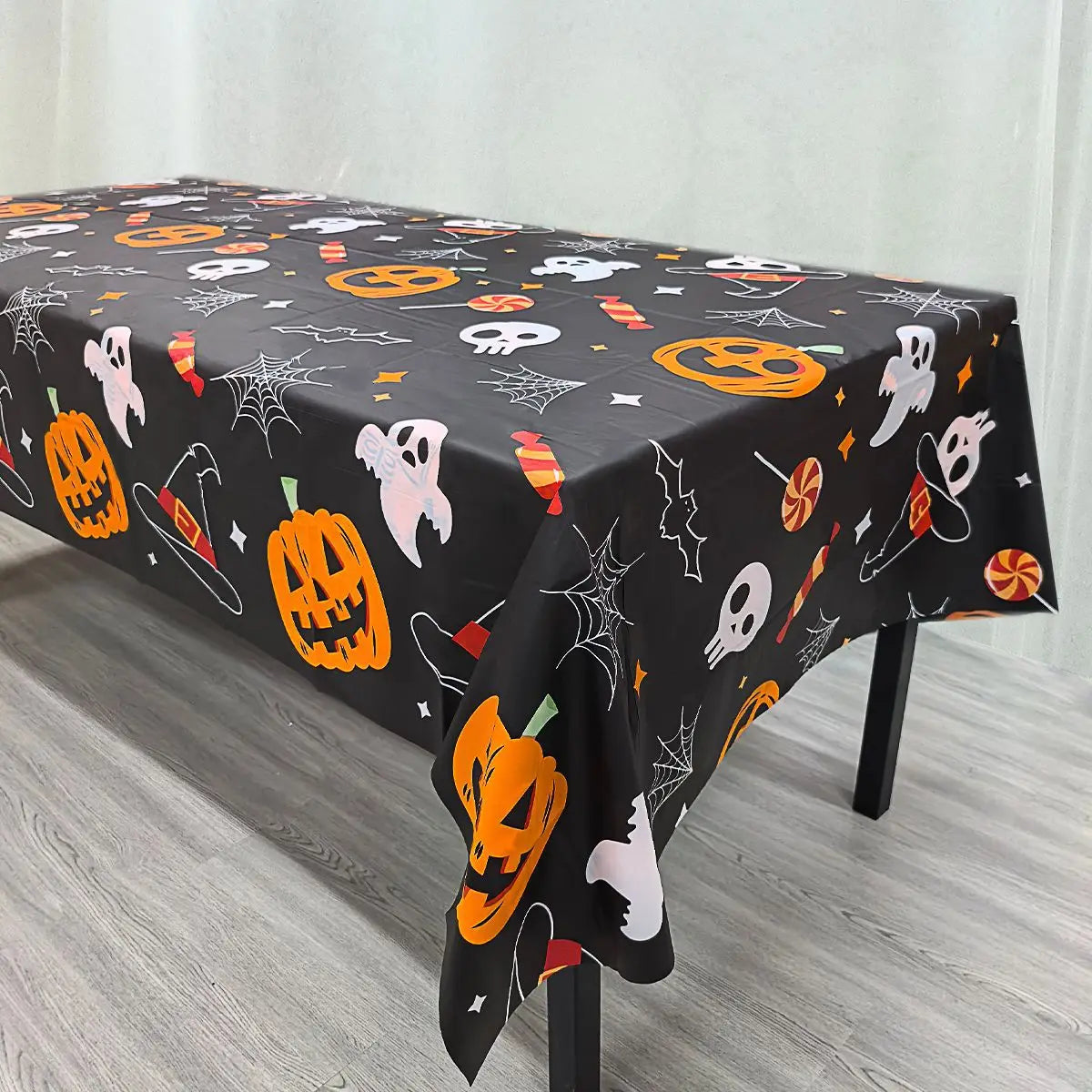 Nappe Halloween Noire Citrouilles Design