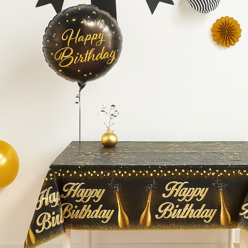 Nappe Happy Birthday Noir Gold