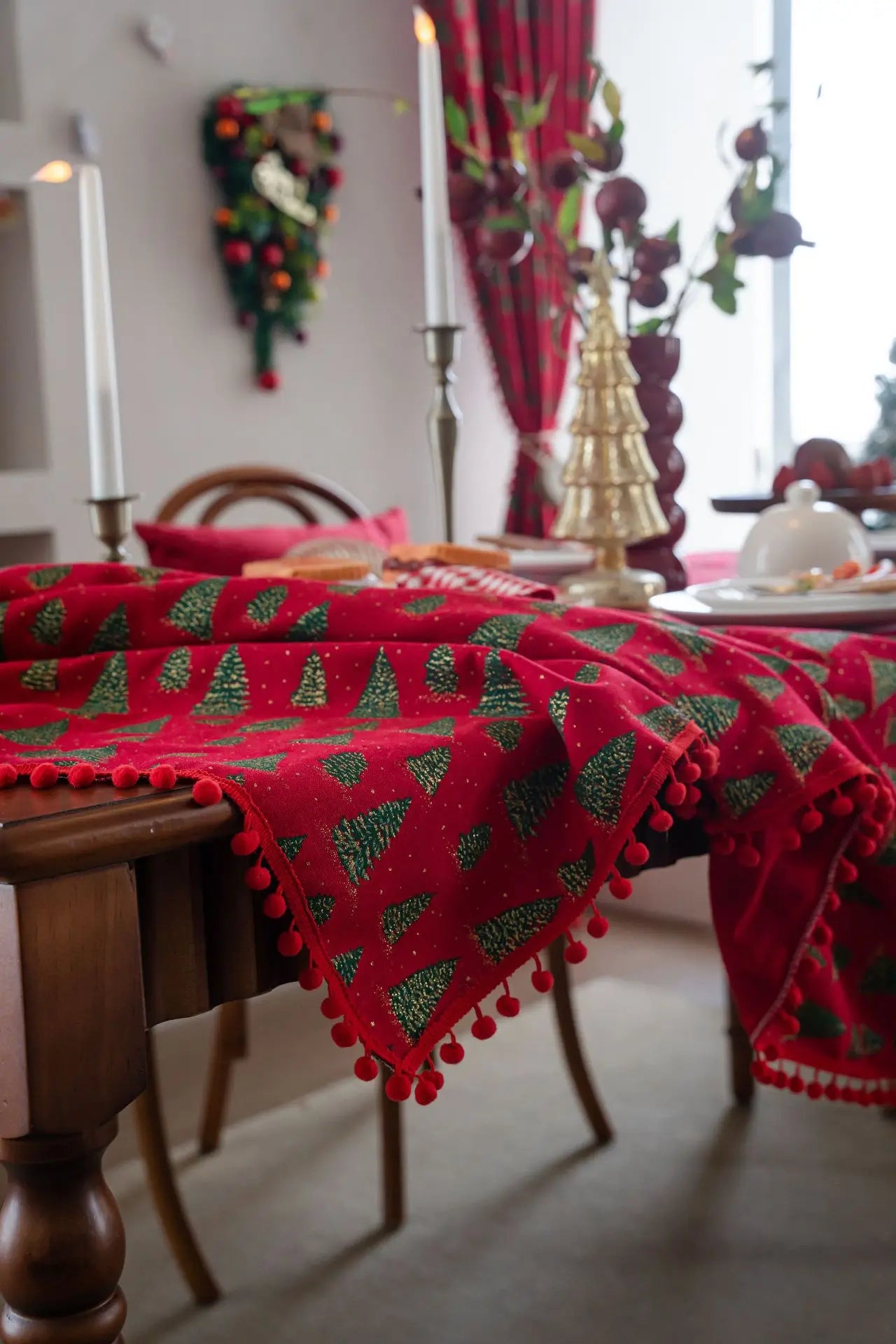 Nappe de Noël Rouge Sapin Festive