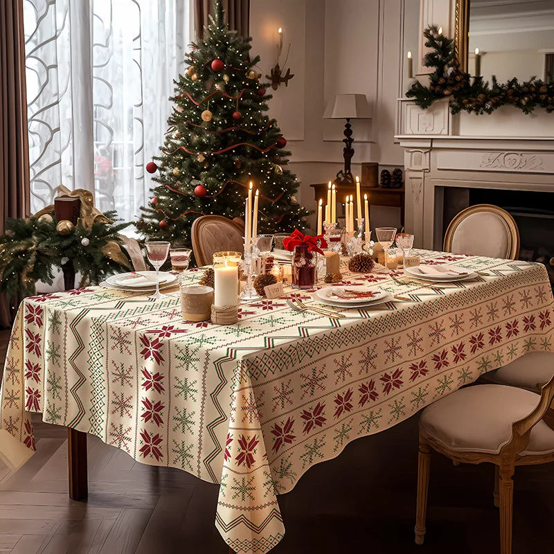 Nappe de Noël en Lin Blanc