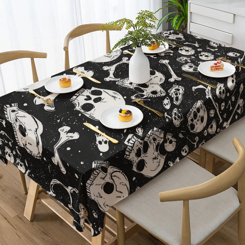 Nappe de Table Squelette Halloween Noire Unique