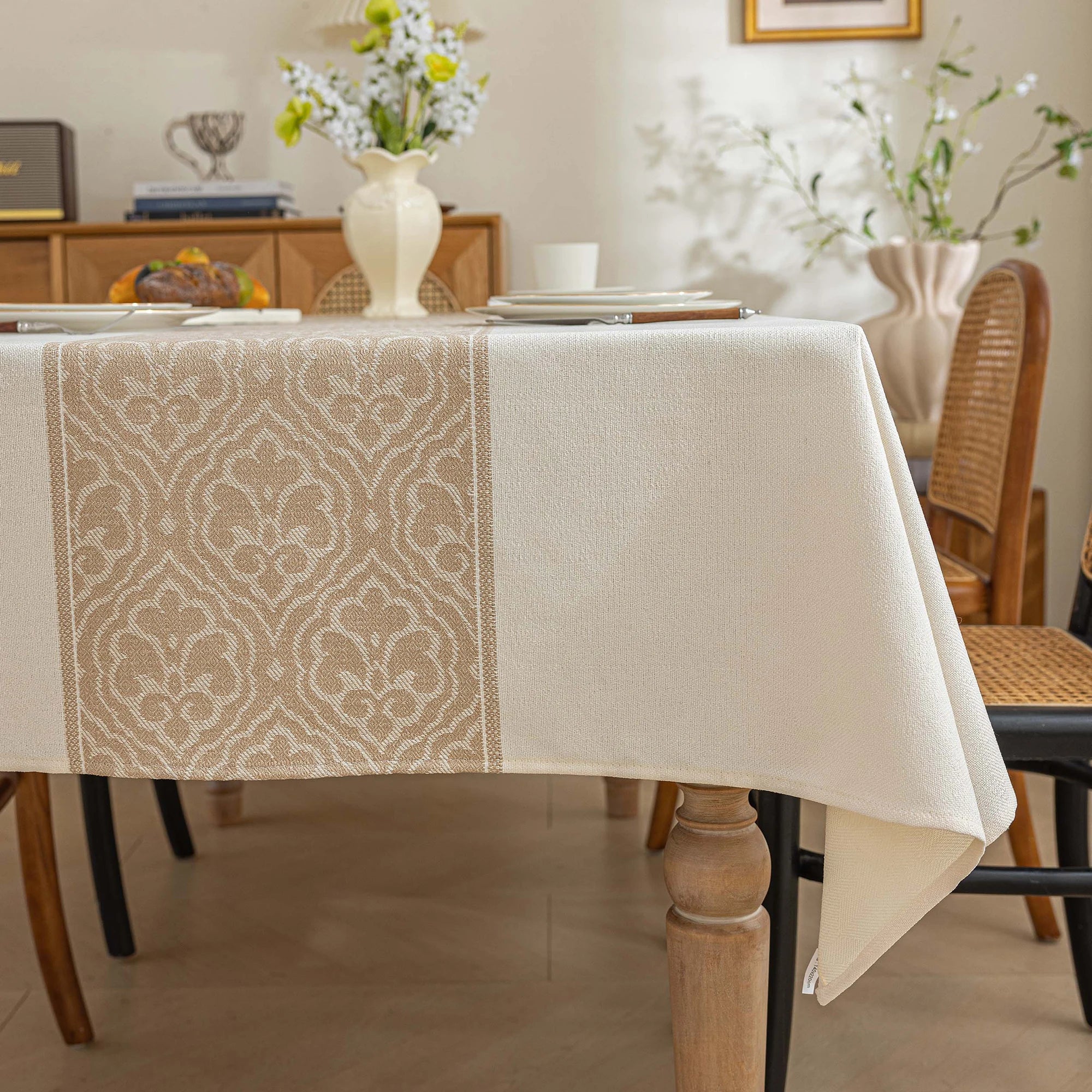 Nappe de Table en Lin Vintage Beige