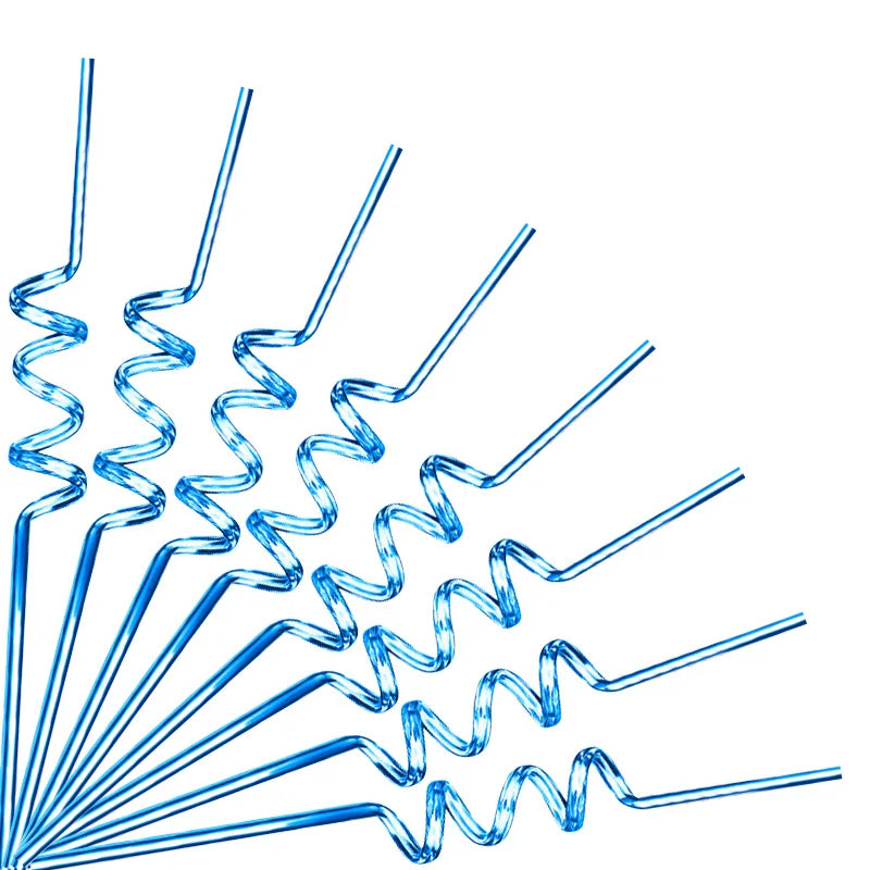 Paille En Plastique Hélicoïdale Bleue
