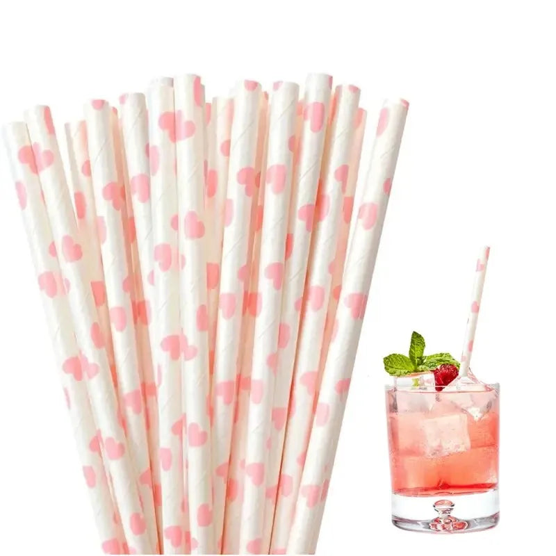 Paille En Plastique Motifs Cœur tendance