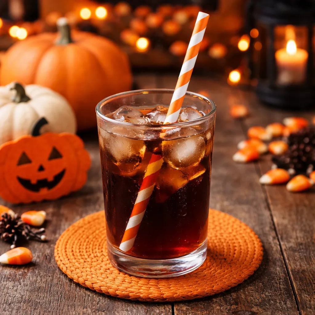 Paille Halloween Blanc et Orange Minimaliste