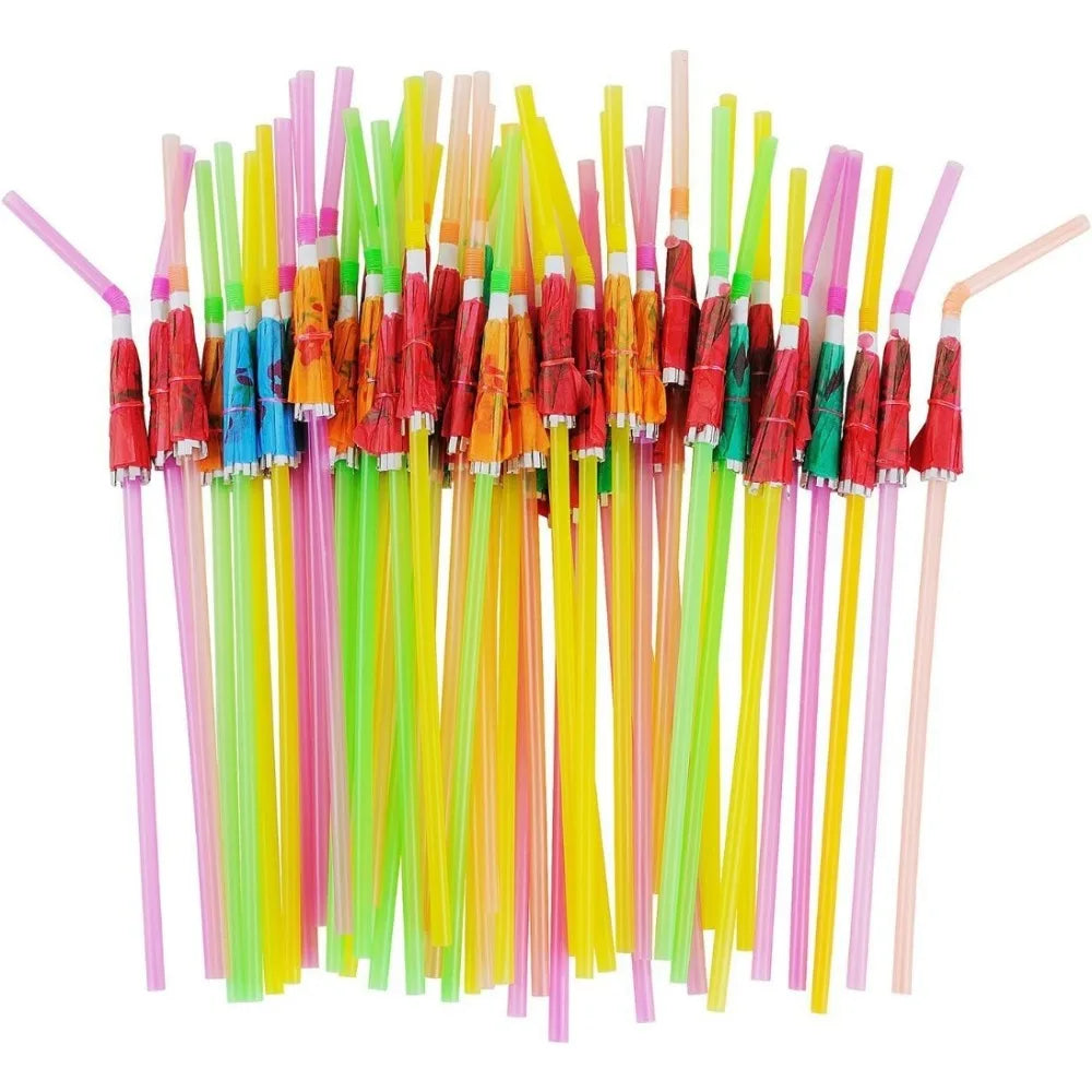 Paille en Plastique Parapluie Coloré