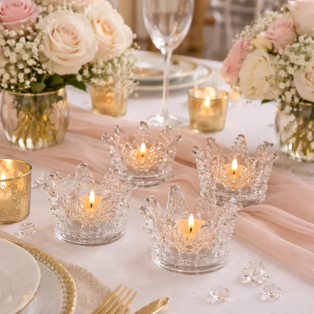 Petit Photophore Couronne en Cristal