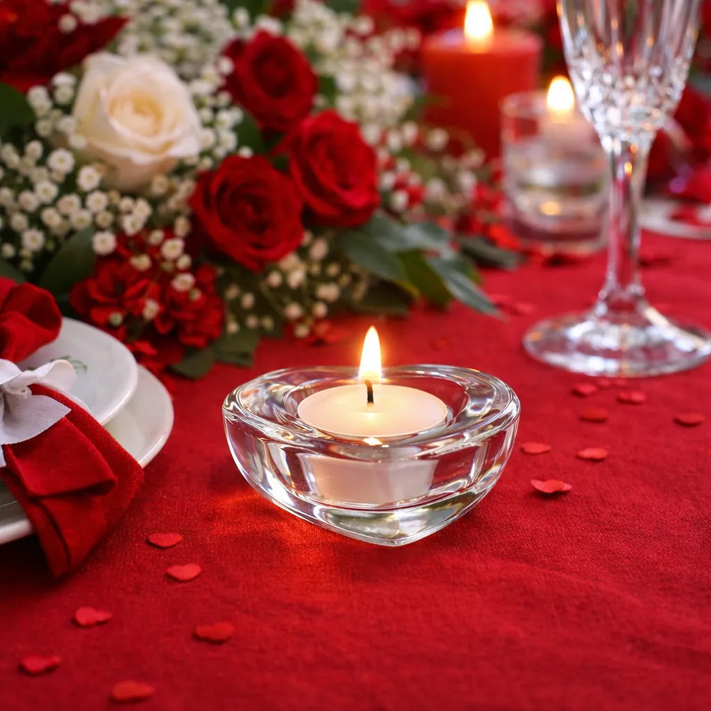 Petit Photophore en Verre Cœur romantique
