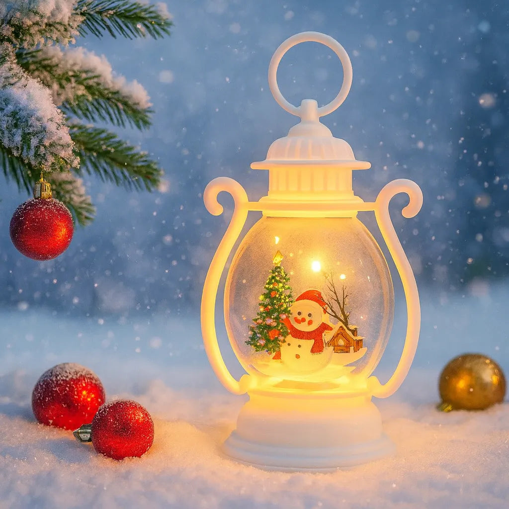 Petite Lanterne Noël Blanche à poignée cozy