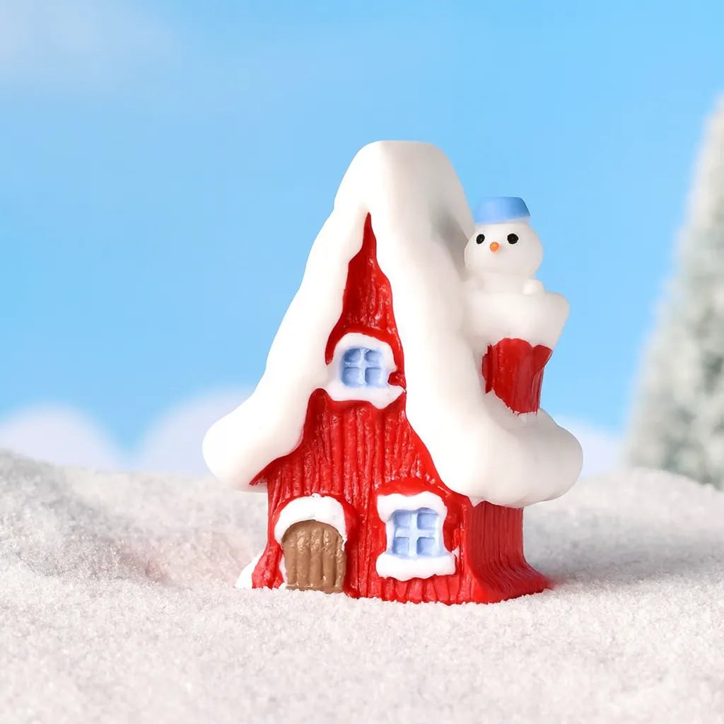 Petite Maison Rouge Noël Enneigée Mignon