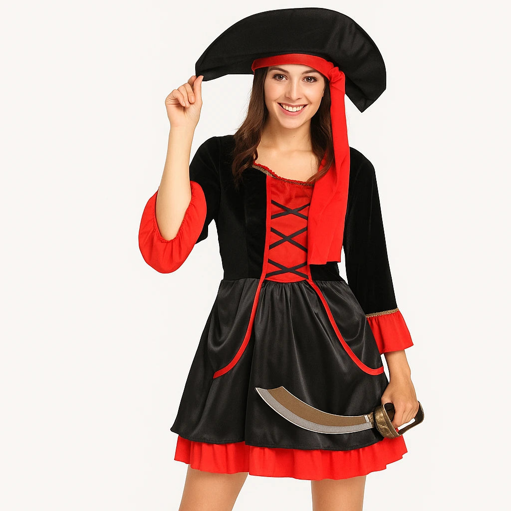Petite Robe Pirate Rouge et Noir Classique