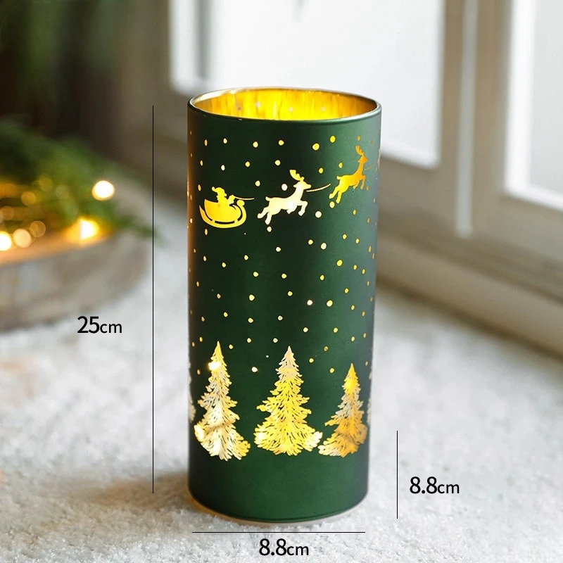 Photophore Décoratif Noël Vert Sapins Design