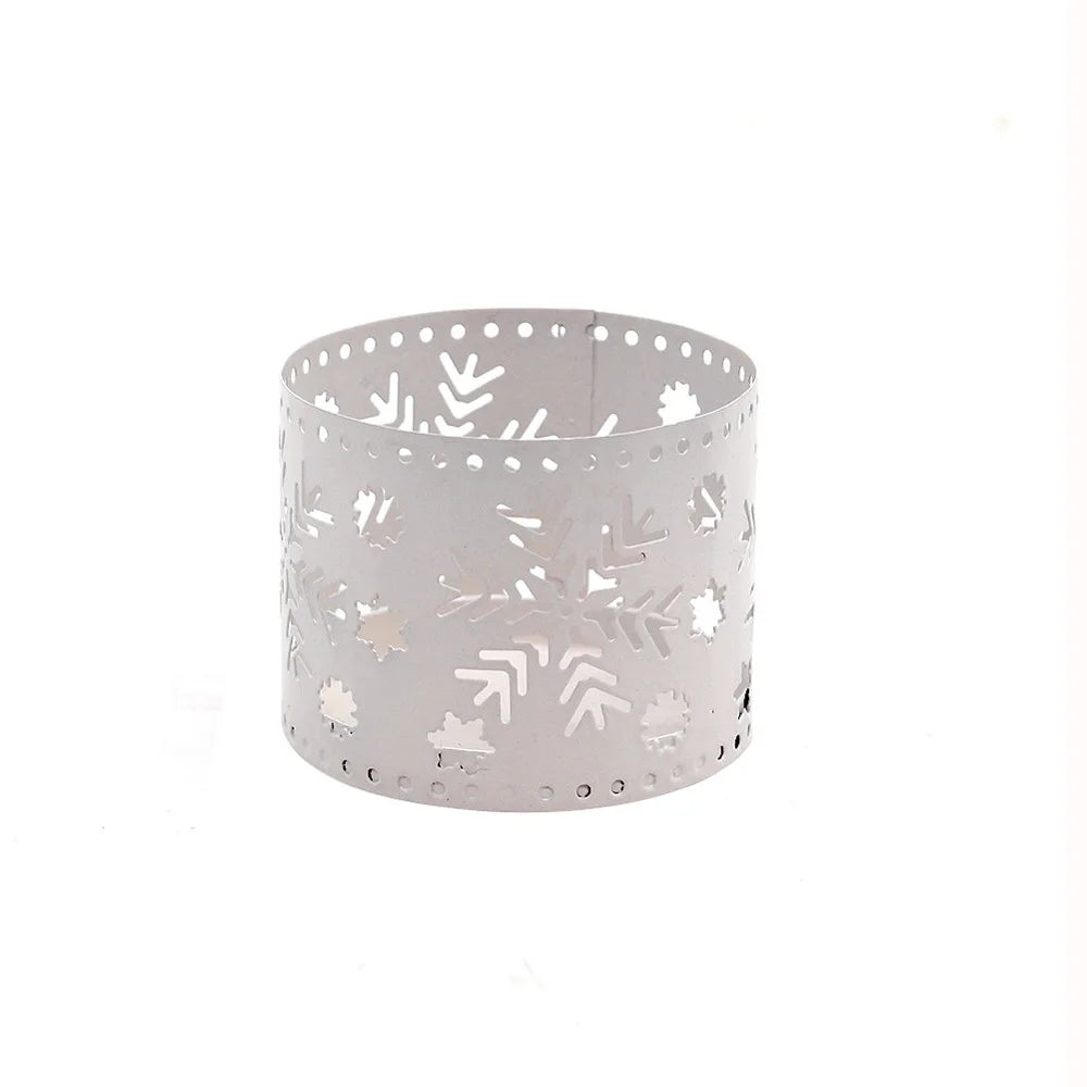 Photophore Noël Métal Blanc Flocons Chic