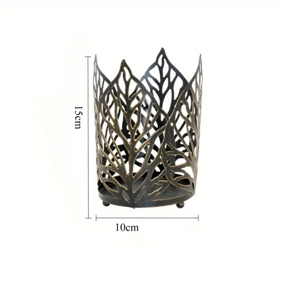 Photophore Noël Noir Feuilles