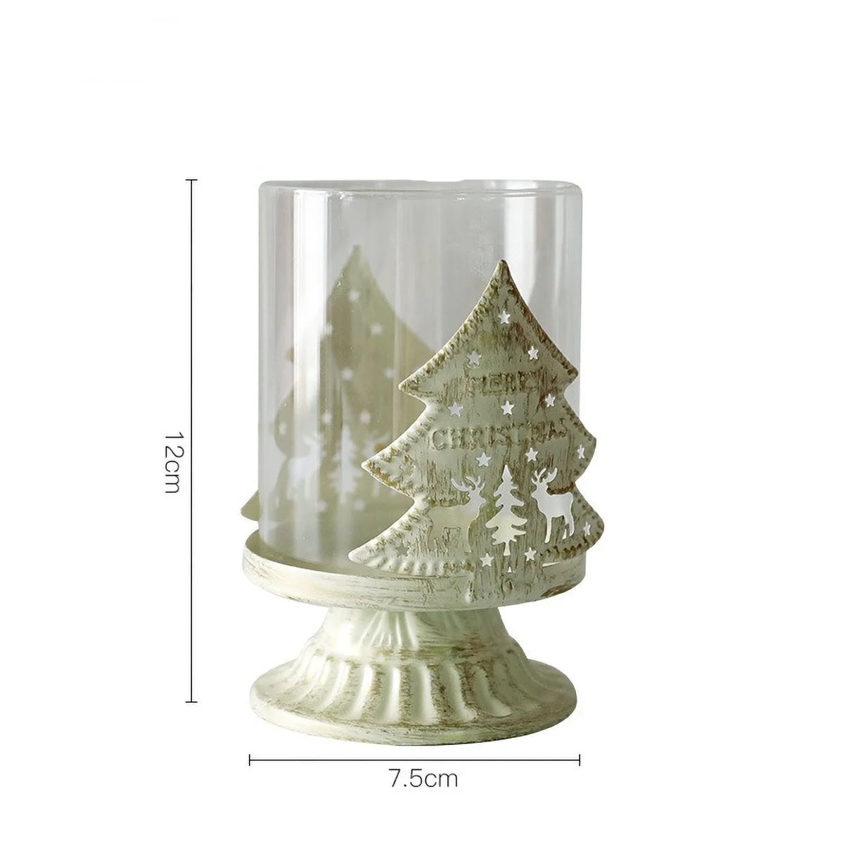 Photophore Noël en Verre Motif Sapin