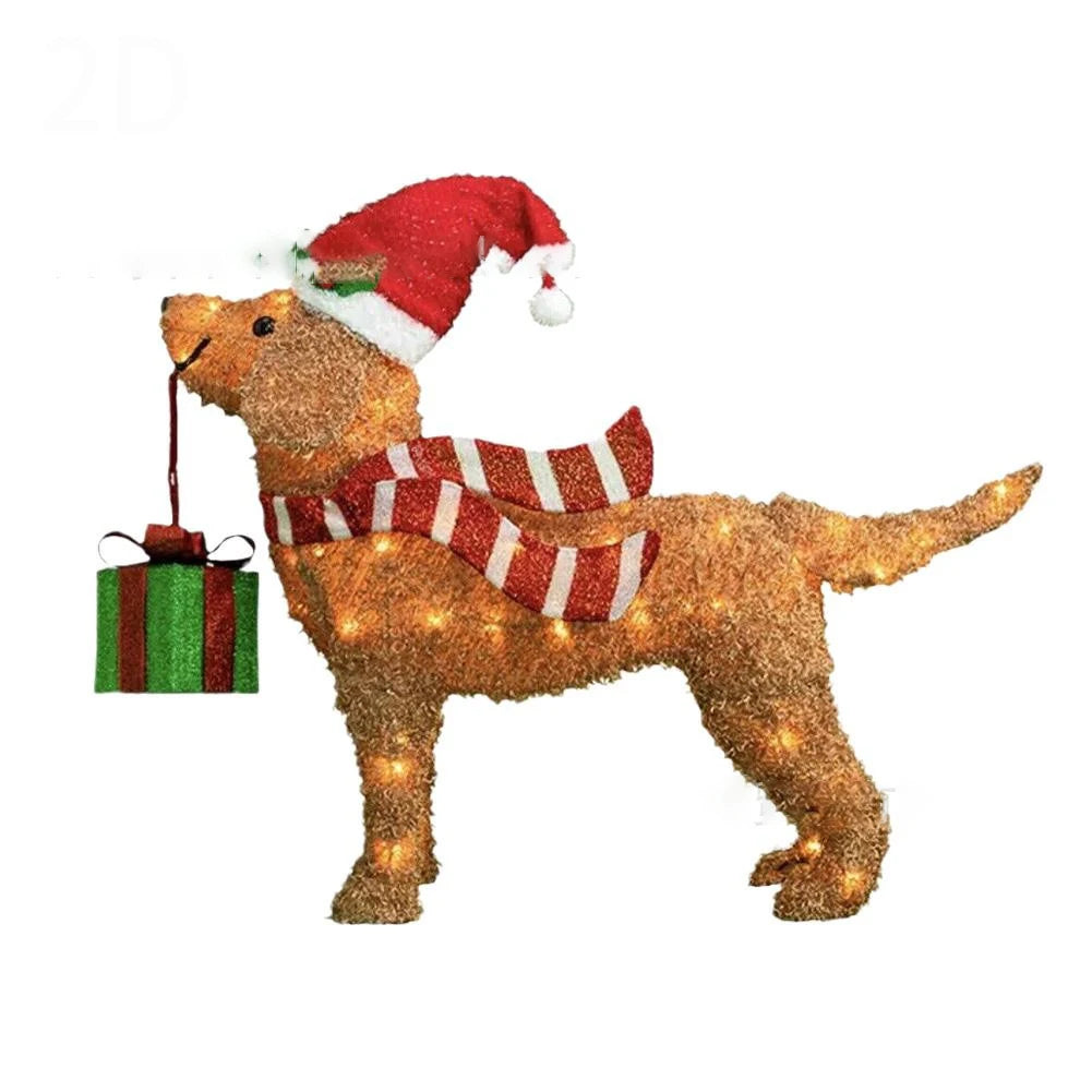Piquet De Jardin Chien De Noël Lumineux chic