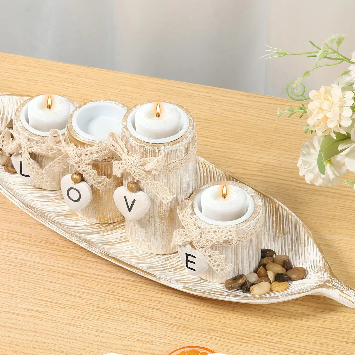 Plateau à Bougeoirs Saint-Valentin élégant