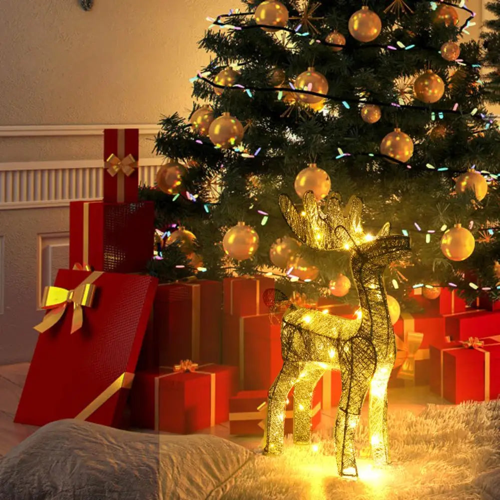 Renne de Noël Doré Lumineux