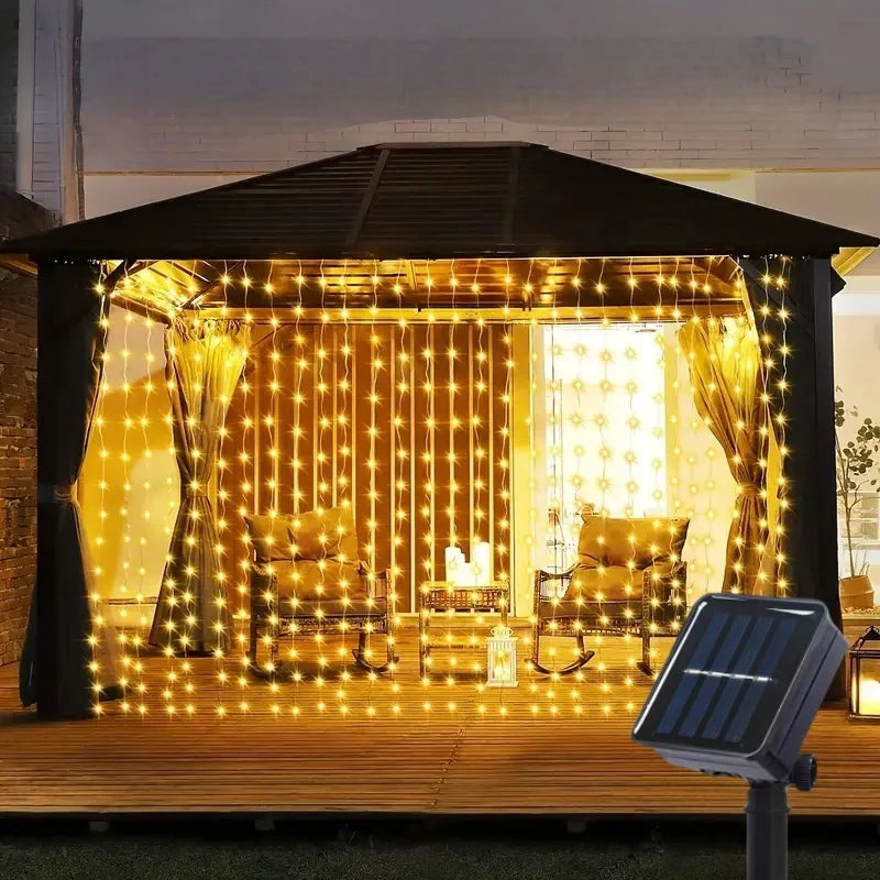 Rideau Lumineux Extérieur Solaire Blanc Chaud stylé