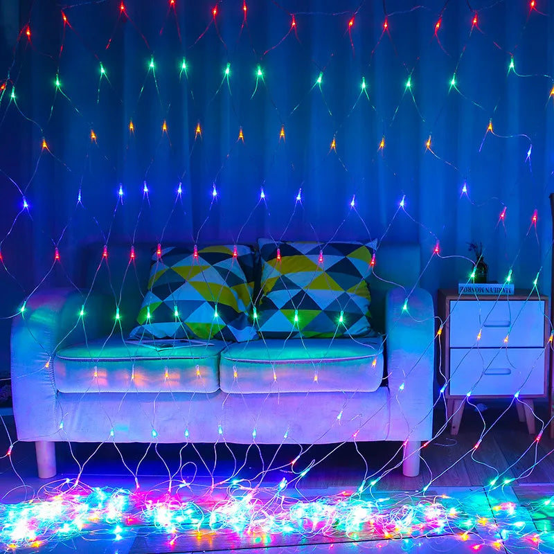 Rideau Lumineux Filet Multicolore Design