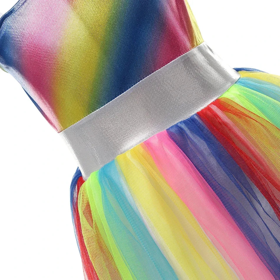 Robe Arc-en-ciel Licorne Fille Ceinture