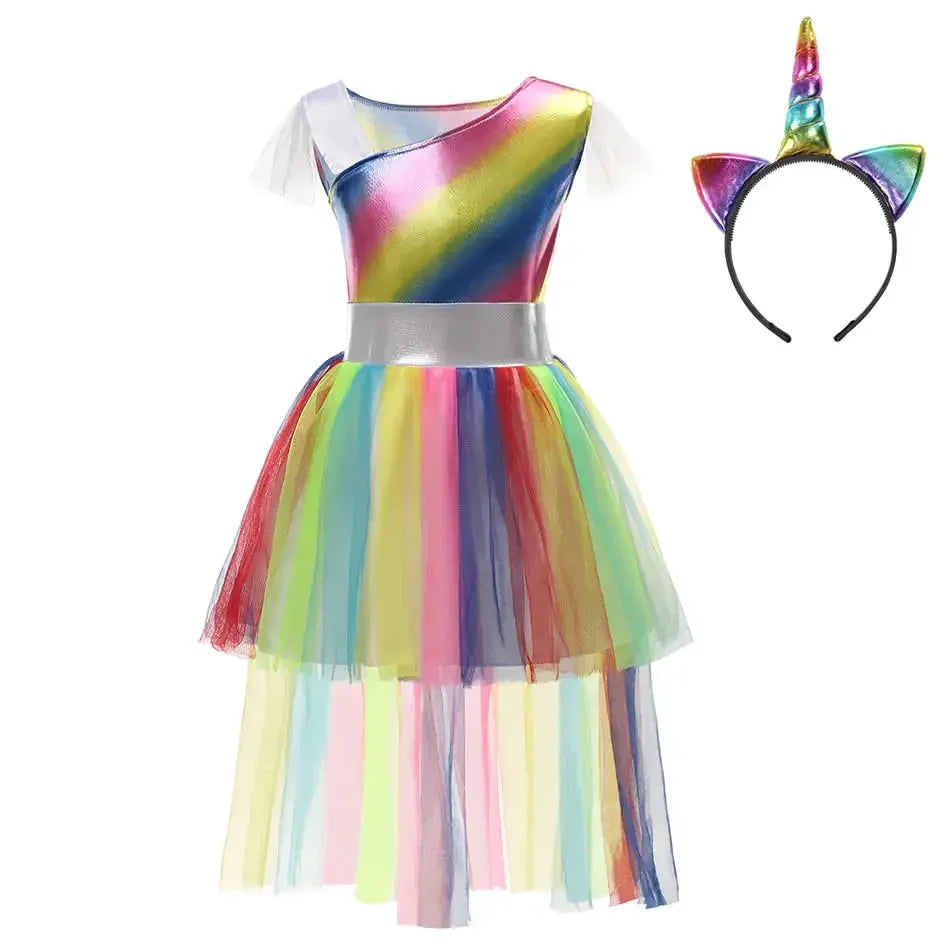 Robe Arc-en-ciel Licorne Fille Complet