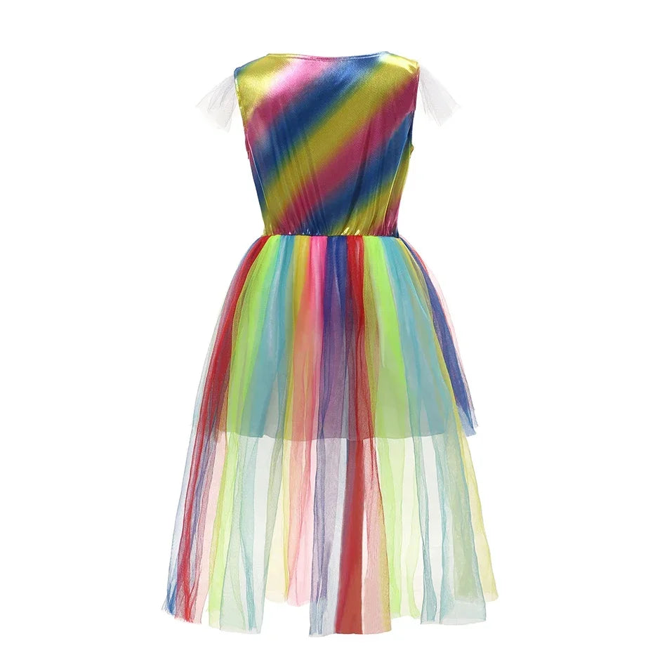 Robe Arc-en-ciel Licorne Fille Dos