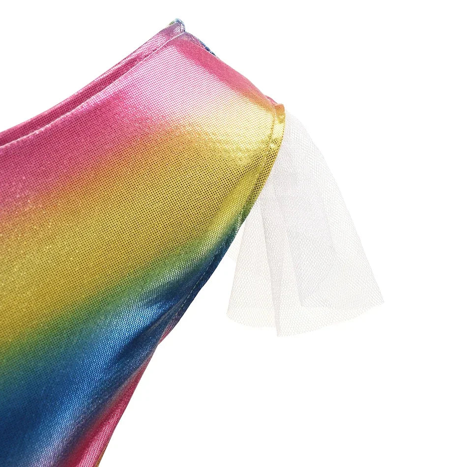 Robe Arc-en-ciel Licorne Fille Manche