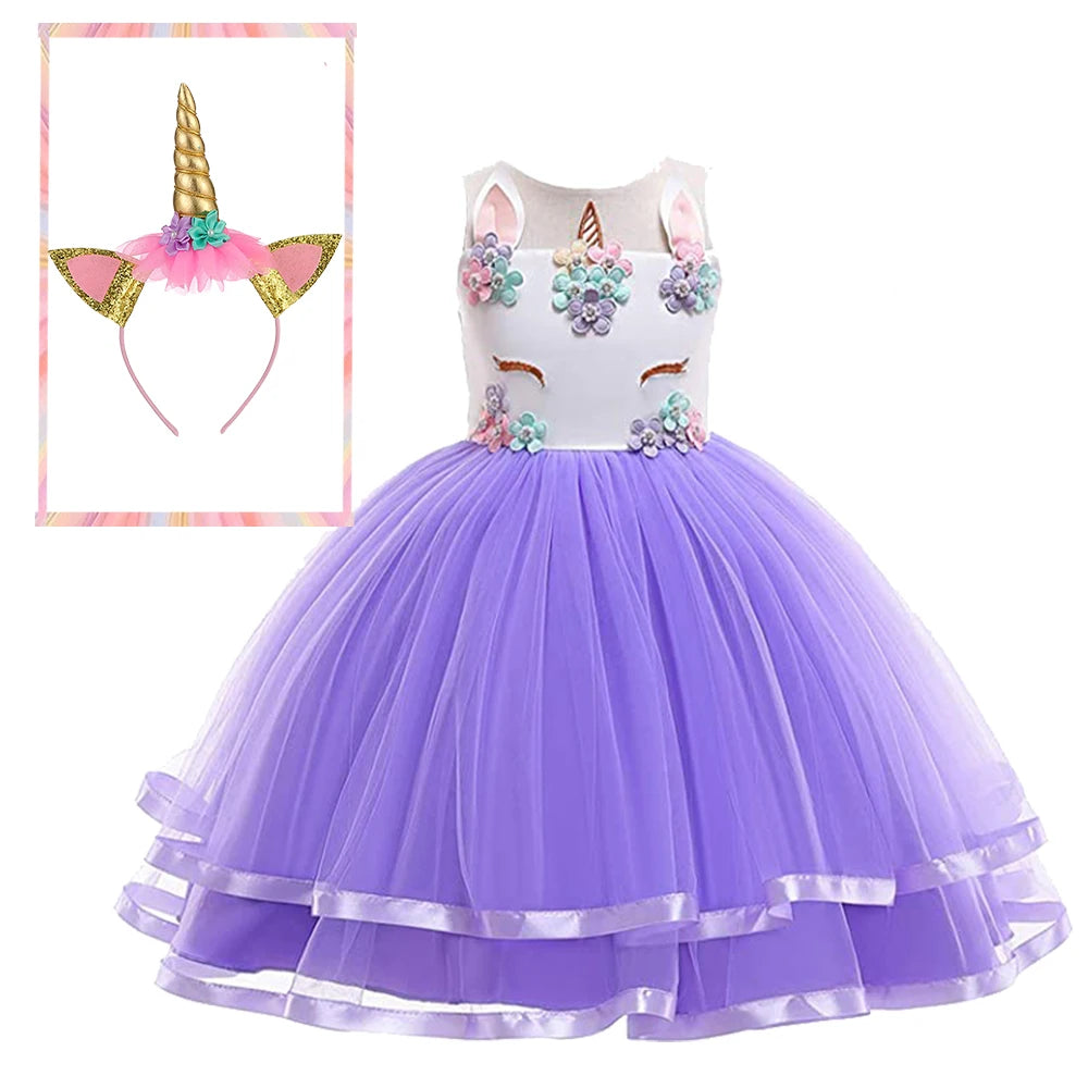 Robe Bouffante Licorne Violette pour Fille Design