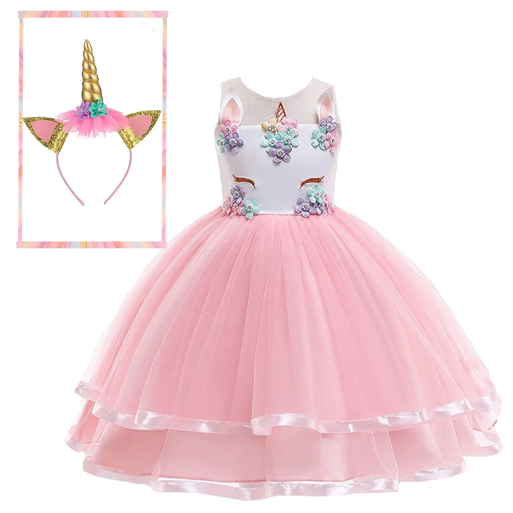 Robe Bouffante Rose Licorne Fille Design