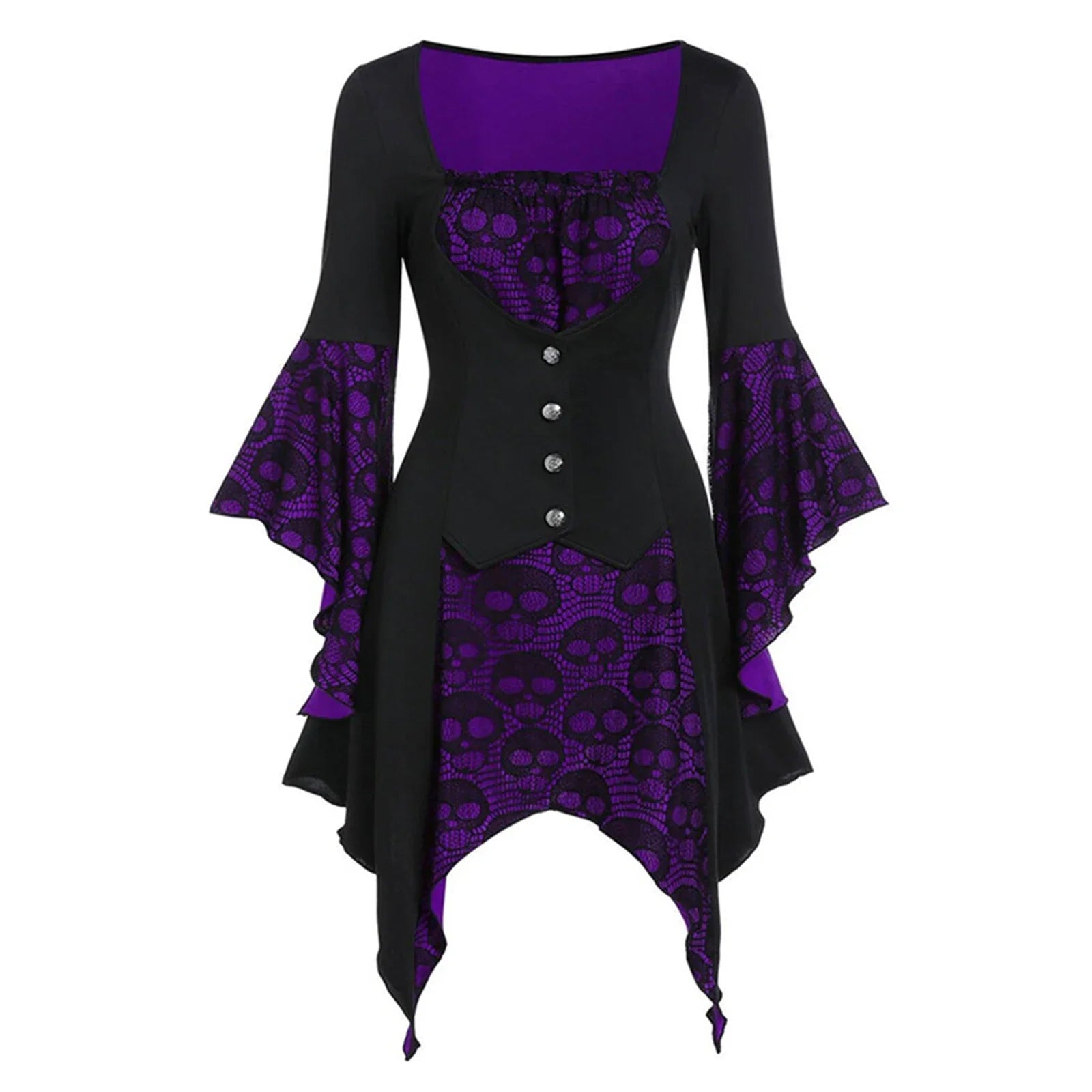 Robe Courte Cosplay Vampire Noir et Violet
