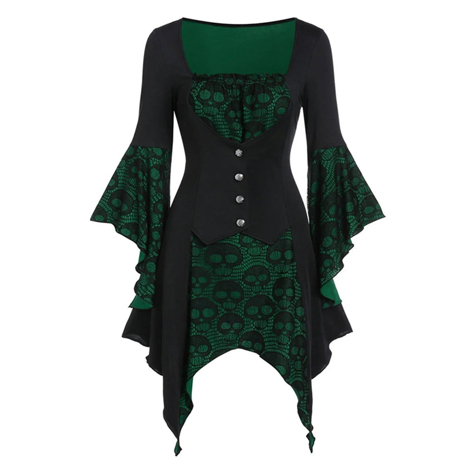 Robe Courte Cosplay Vampire Noire et Verte