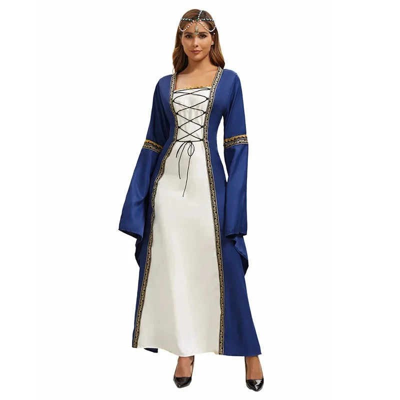 Robe Médiévale Bleu et Blanc Design