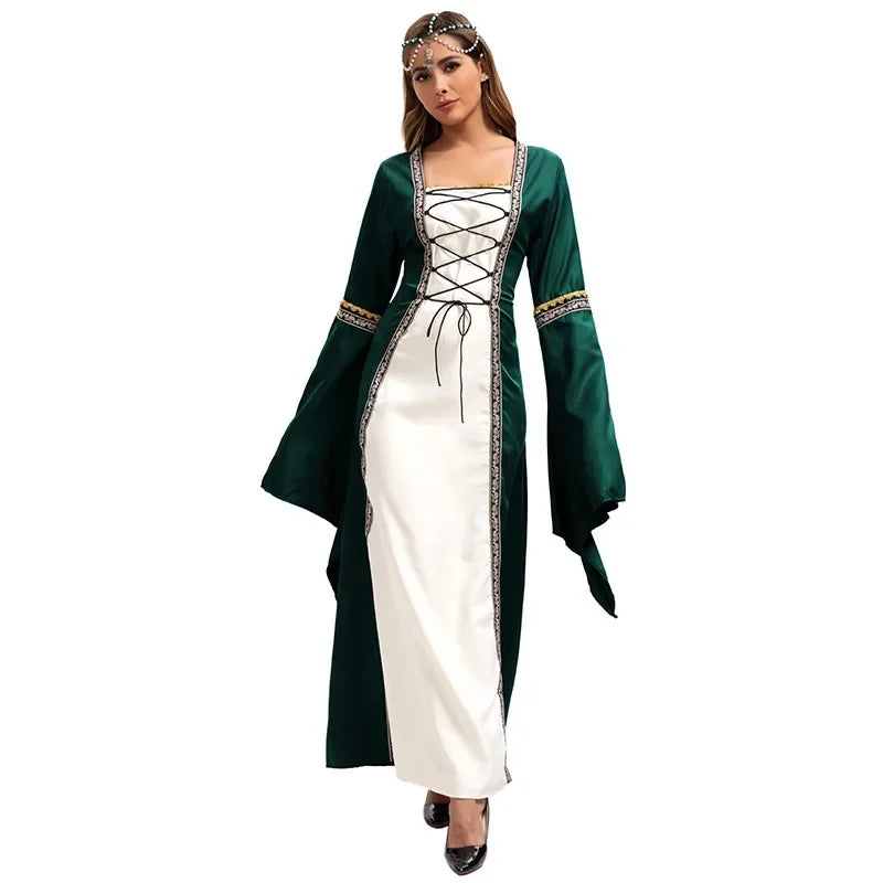 Robe Médiévale Vert et Blanc Design