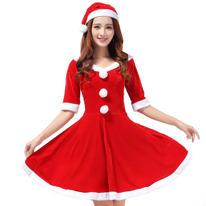 Robe Mère Noël En Velours