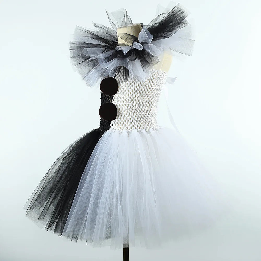 Robe Noire et Blanche Clown avec Accessoires fluide