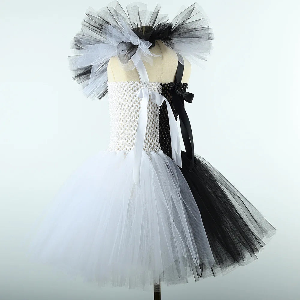 Robe Noire et Blanche Clown avec Accessoires léger