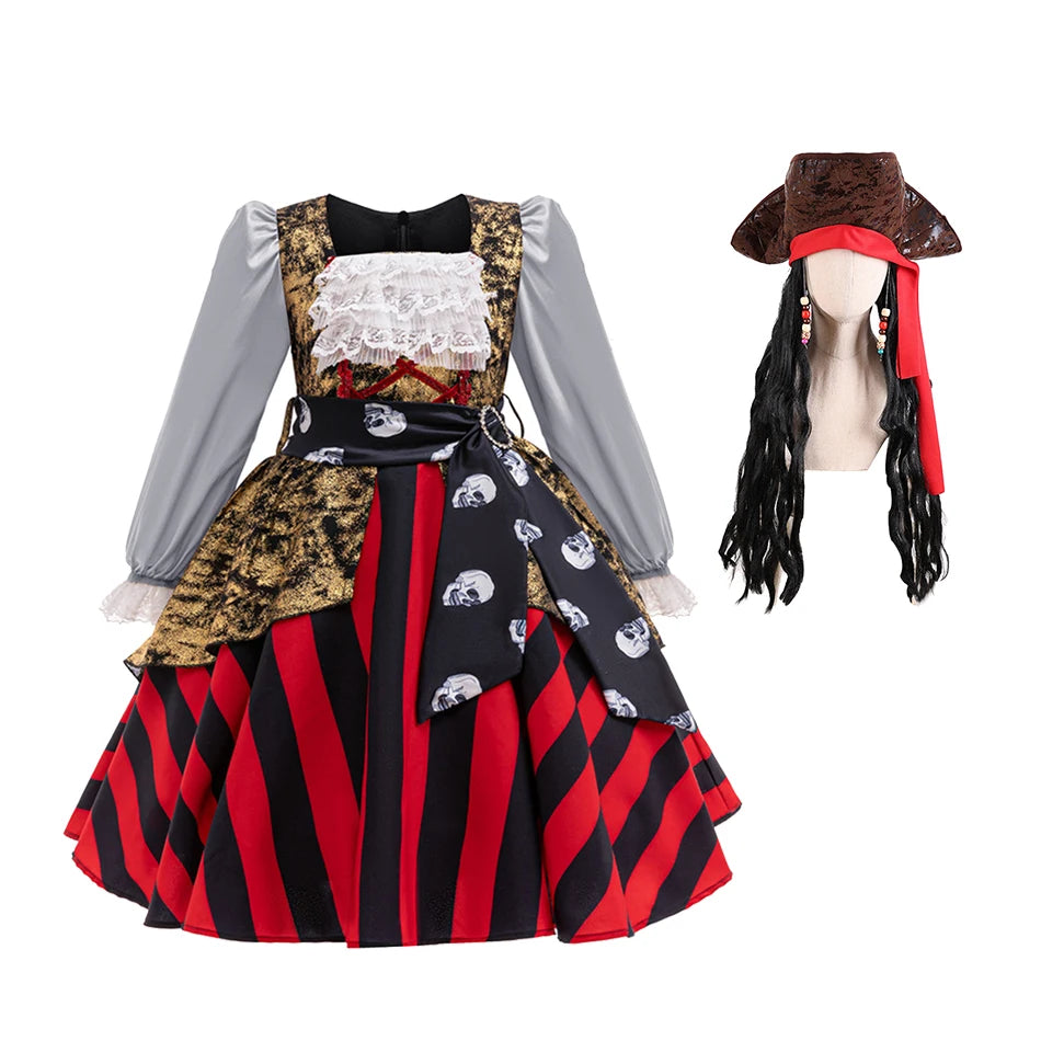 Robe Pirate Fille Avec Perruque stylé