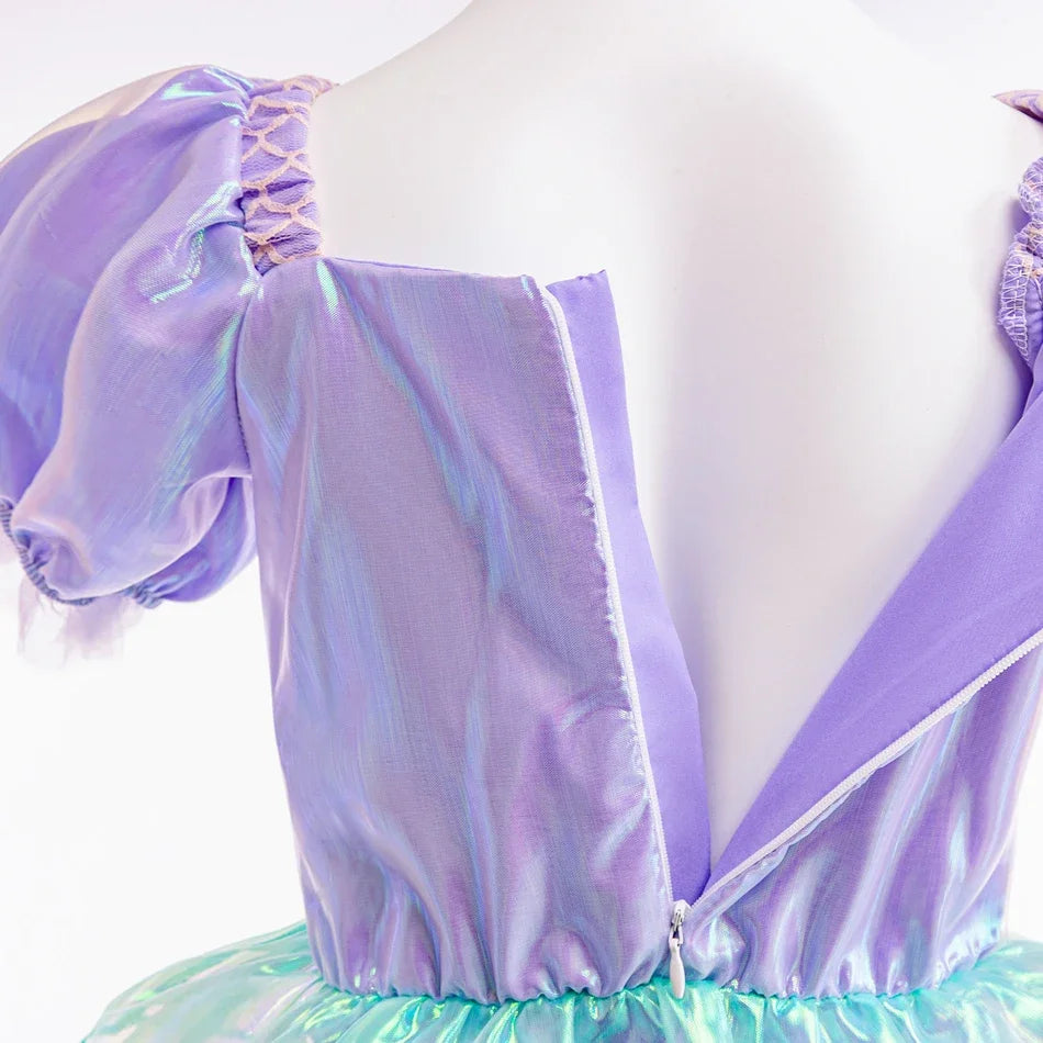 Robe Sirène Fille à Manches Bouffantes Fermeture