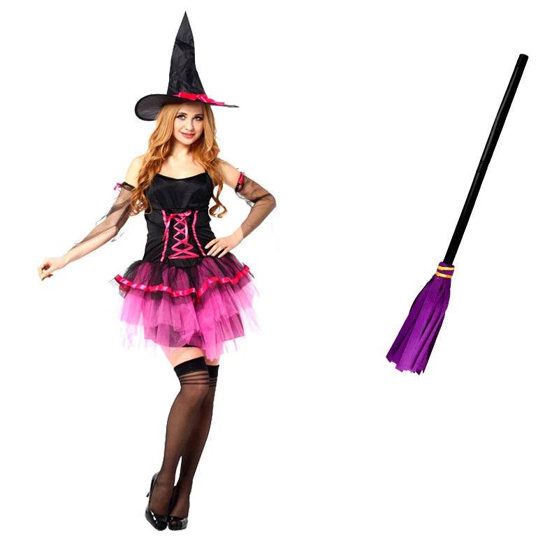 Robe Sorcière à Lacet Noire et Rose Raffinée