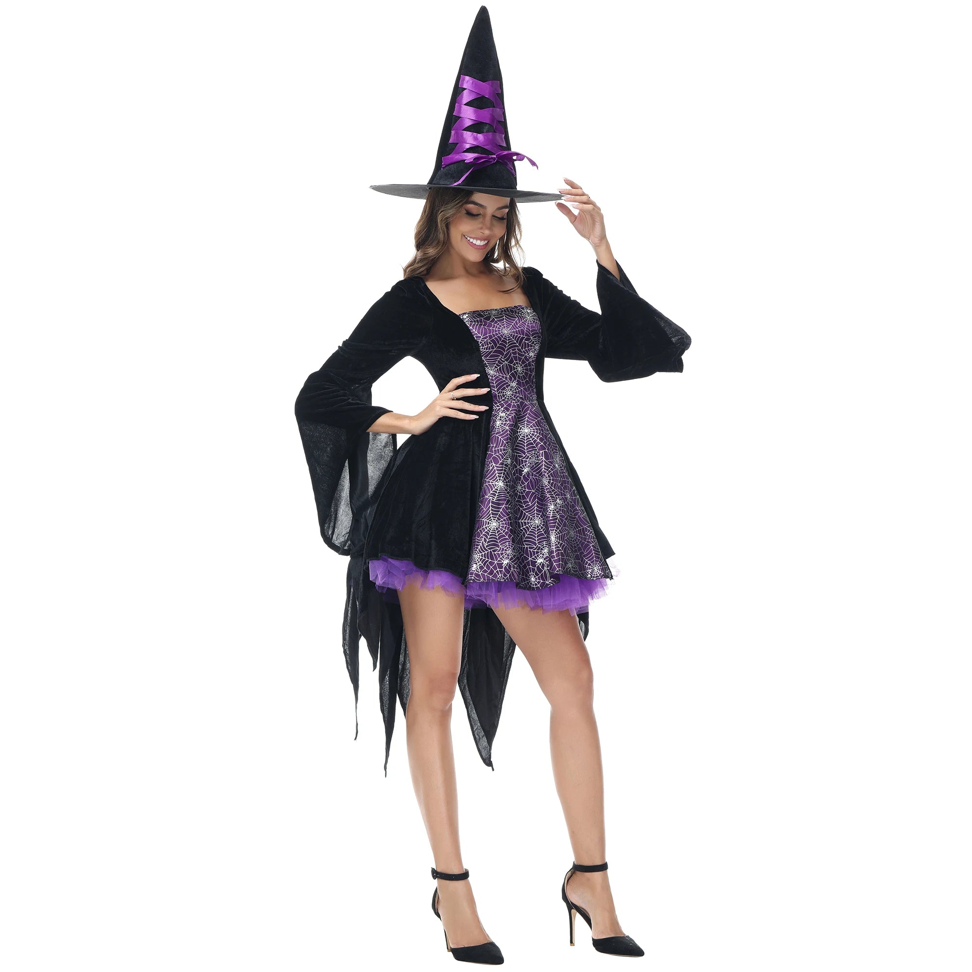 Robe Sorcière Noire et Violette Unique