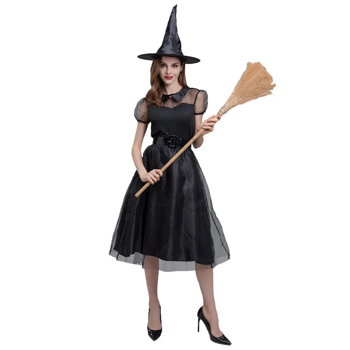 Robe Sorcière à Voile Noire Stylé