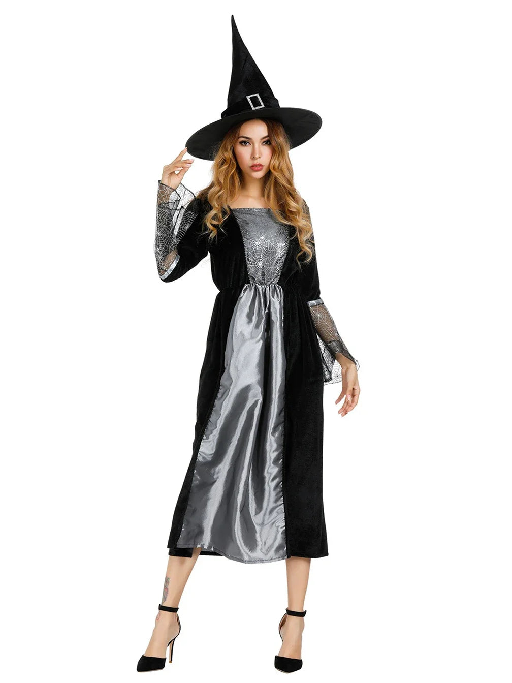 Robe Sorcière Argenté et Noir Devant