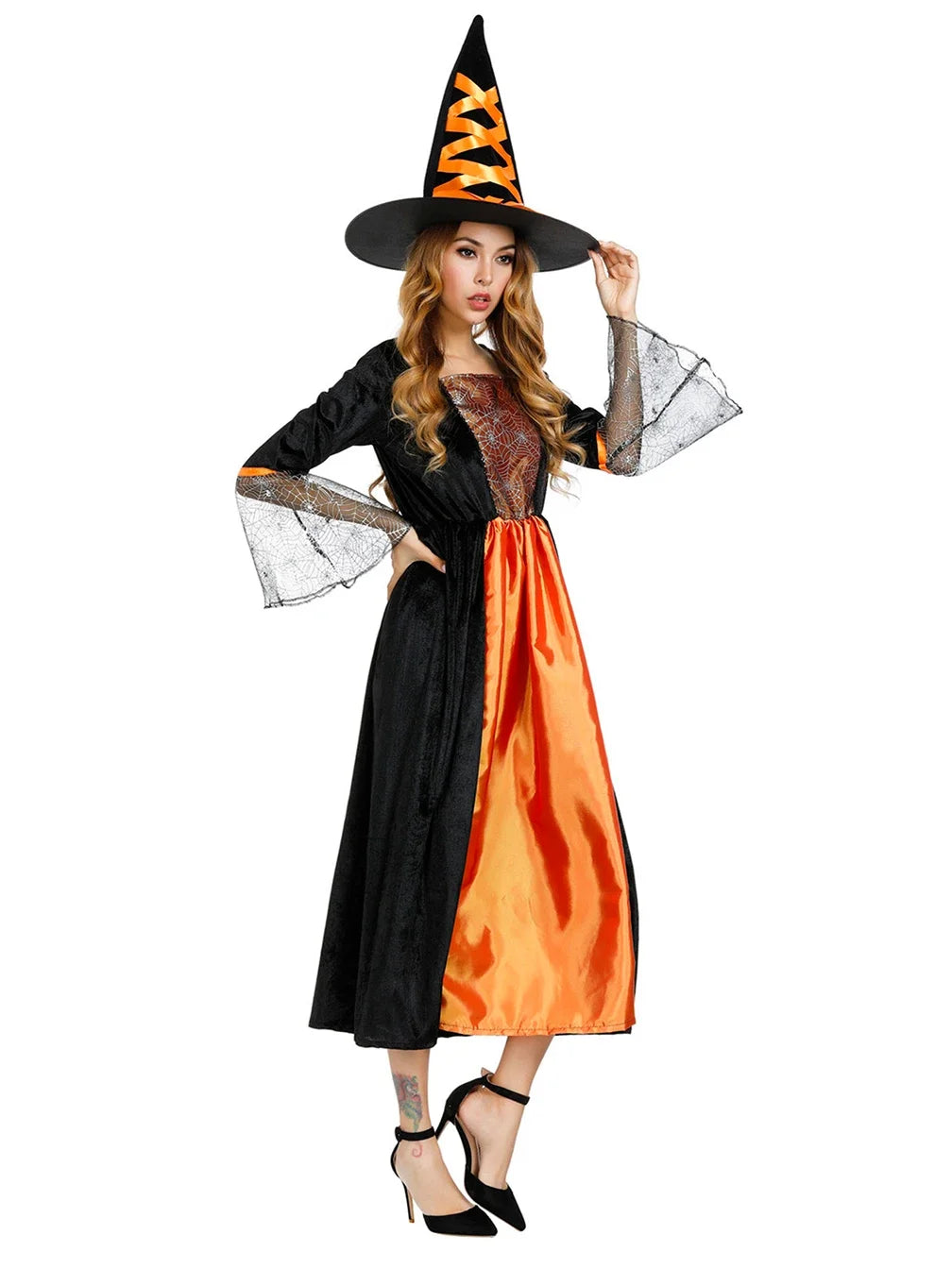 Robe Sorcière Orange et Noir