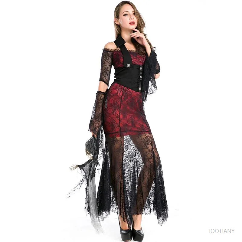 Robe Vampire Dentelle Femme Noir