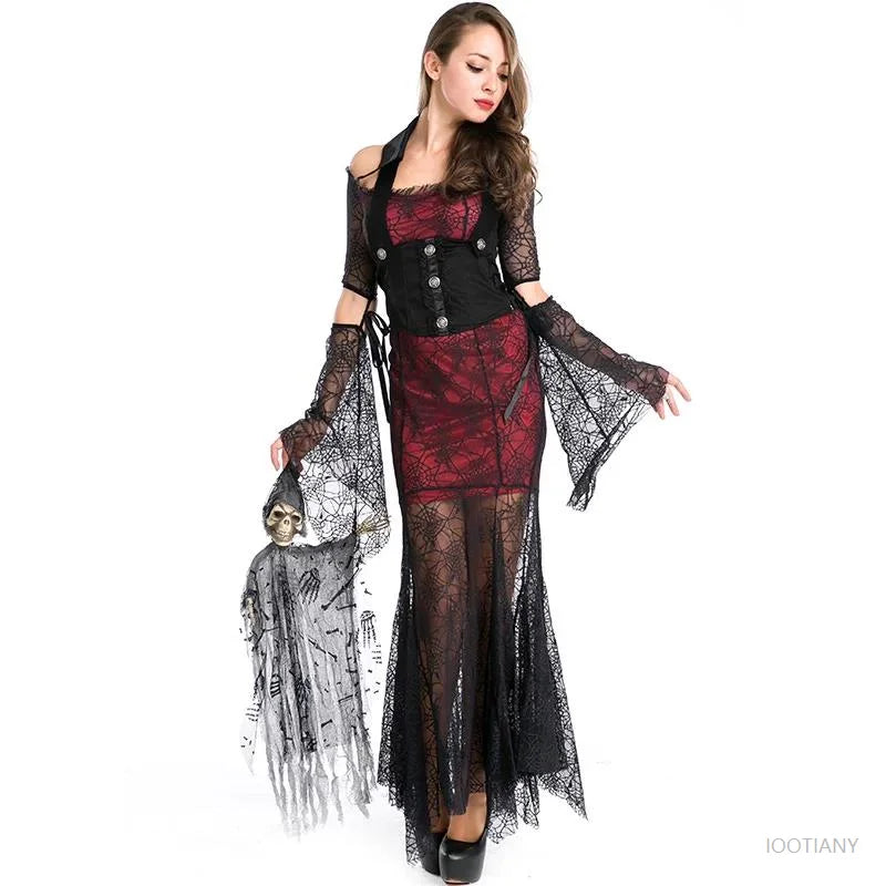 Robe Vampire Dentelle Femme Rouge