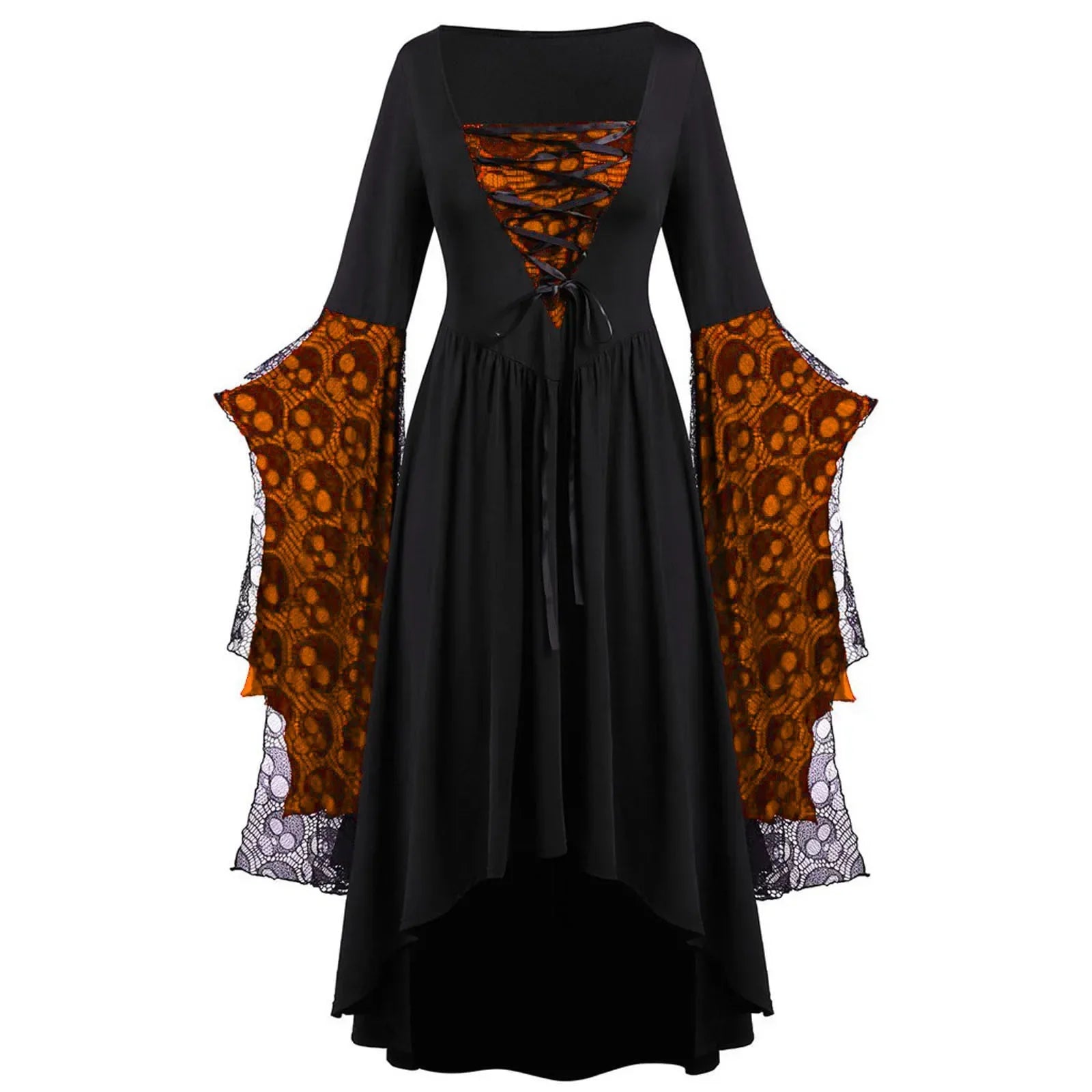 Robe Vampire Halloween Orange et Noir Stylée