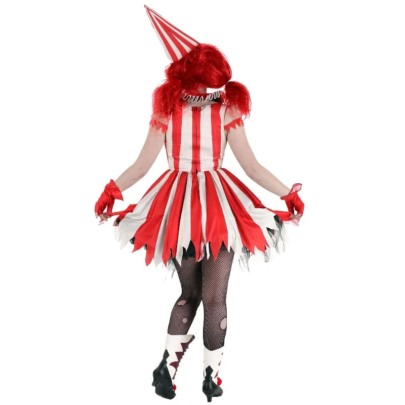 Robe de Clown Rouge et Blanche Rayée Dos