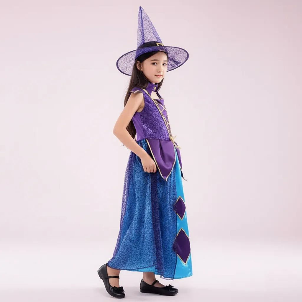 Robe de Sorcière Fillette Bleue Originale